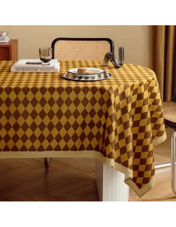 Nordic rhombic plaid tablecloth home decoration rectangular table round table tablecloth cloth tea table mat ins dust cover