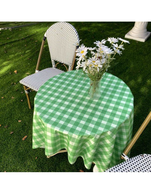 Wholesale ins hanfeng simple table cloth round table plaid table cloth small fresh desk plush background cloth factory