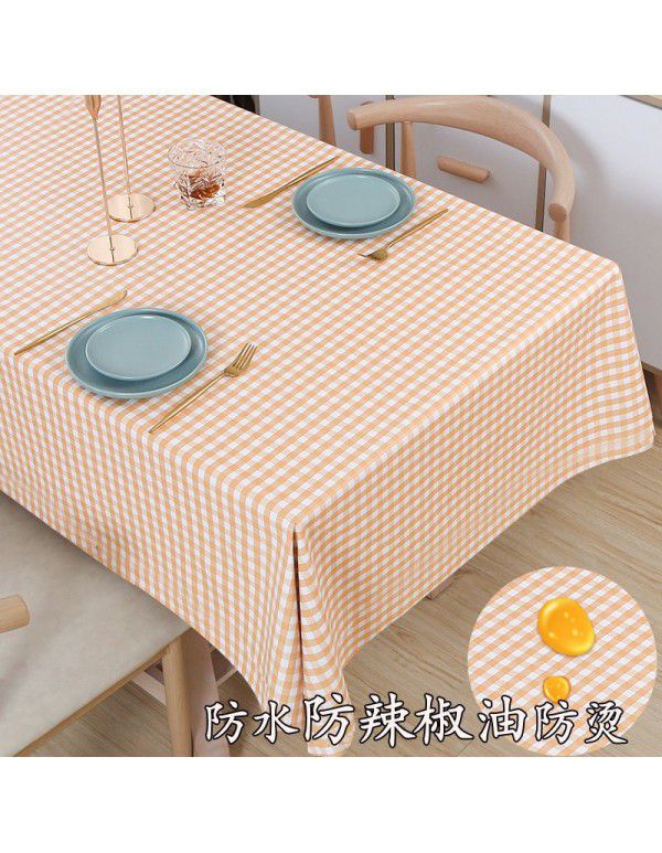 Tea table table cloth waterproof, scald proof, oil proof, wash free rectangular table mat ins wind light luxury plastic table cloth substitute