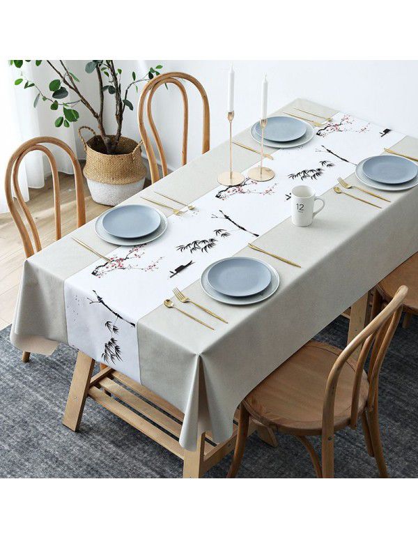 Table cloth waterproof, scald proof, oil proof, wash free pvc tea table mat rectangular light luxury table cloth