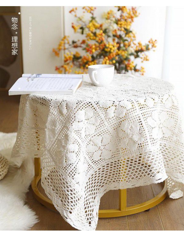 American style retro pastoral hollow hook flower lace tablecloth cloth rectangular table small round table tea table sofa cover