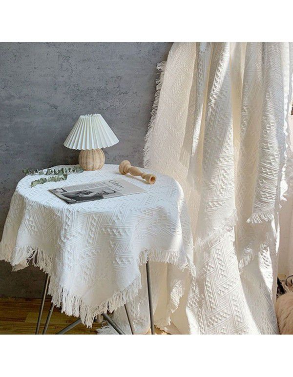 Table cloth ins wind white sense photo background cloth tea table mat desk round table cloth dust-proof cover cloth wholesale