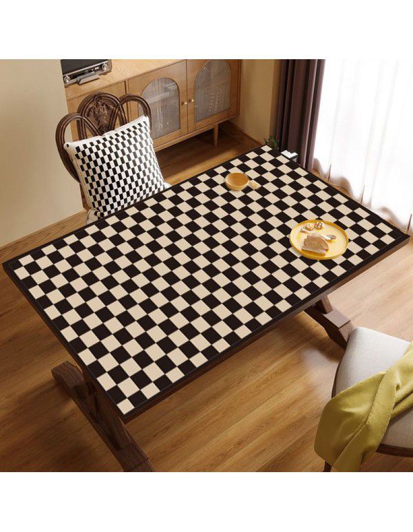 Vintage chessboard leather table mat waterproof oil proof table mat wash free hot resistant table cloth tea table desk desk mat