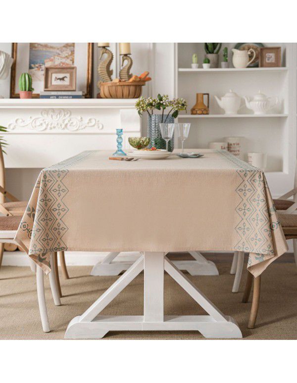 Yimanqiyun tablecloth ins cotton linen coffee embroidery geometric cotton linen tablecloth