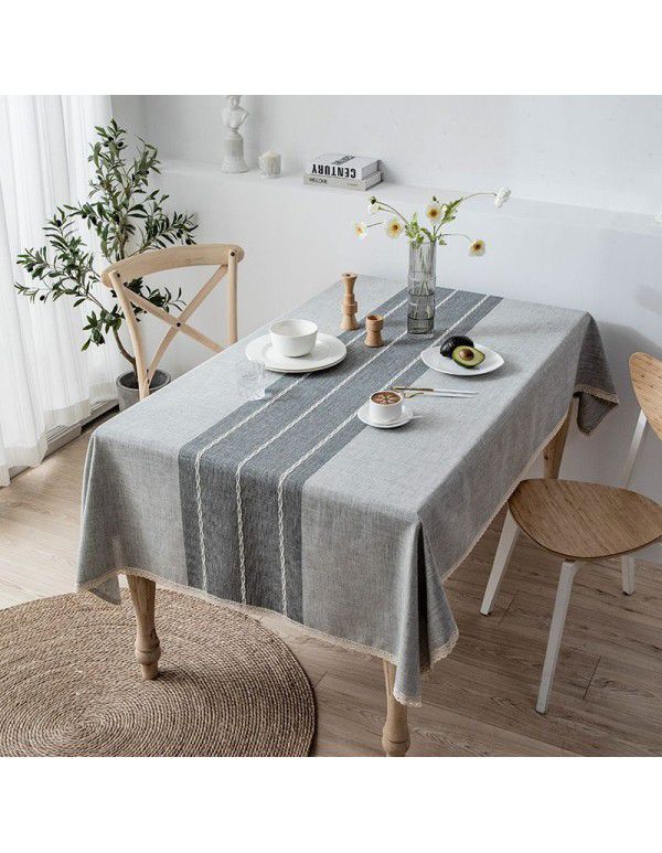Table cloth waterproof and antifouling cotton linen Japanese rectangular tea table cloth table mat simple linen desk student cloth