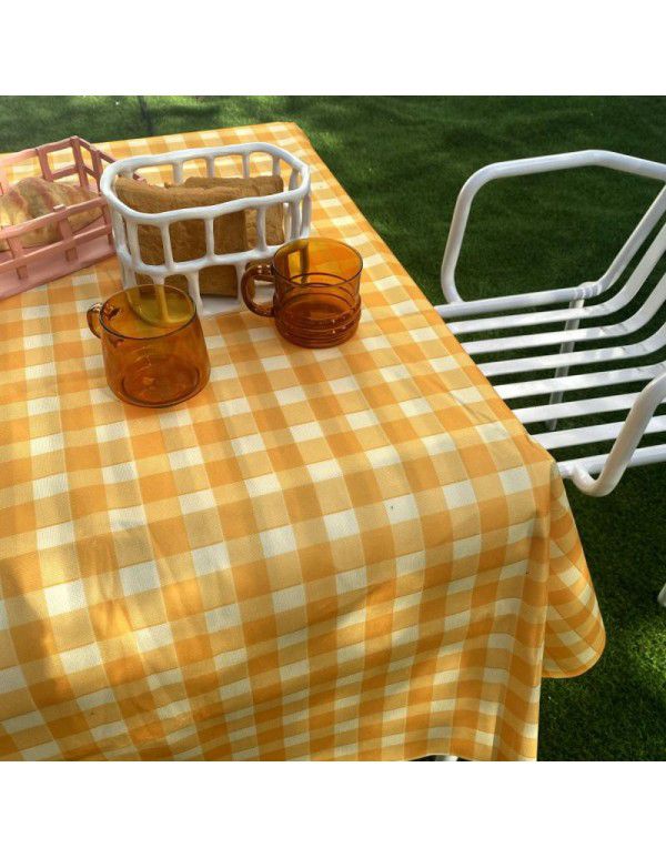 Wholesale ins hanfeng simple table cloth round table plaid table cloth small fresh desk plush background cloth factory
