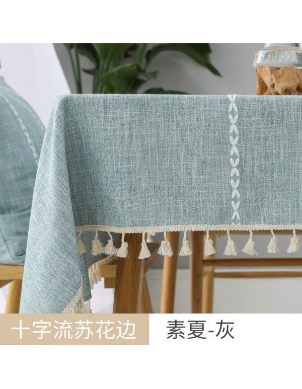 Table cloth waterproof and antifouling cotton linen Japanese rectangular tea table cloth table mat simple linen desk student cloth