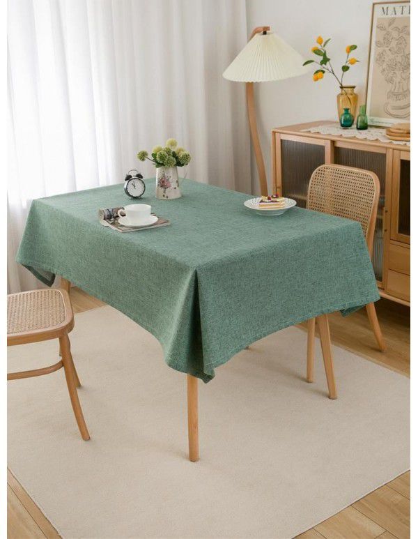 Simple tablecloth linen cotton thickened plain plain tea table cloth linen waterproof conference table rectangular tablecloth table