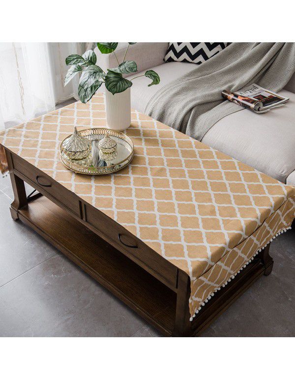Now simple INS tea table cloth table cloth cotton linen living room TV cabinet cover cloth multi-purpose cover pocket design