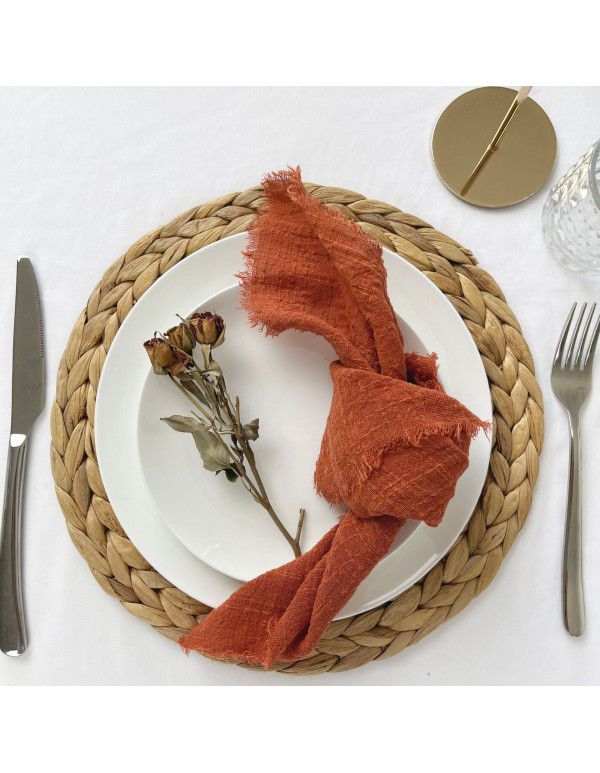 Cross border factory directly supplies pure cotton orange green tablecloth Western restaurant pure cotton gauze Hotel wedding banquet tablecloth