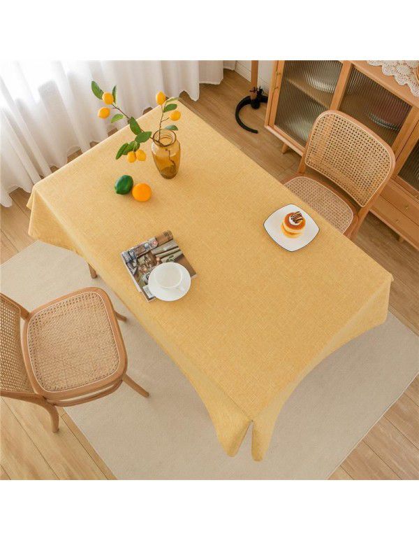 Simple tablecloth linen cotton thickened plain plain tea table cloth linen waterproof conference table rectangular tablecloth table