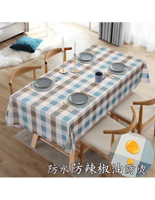 Tea table table cloth waterproof, scald proof, oil proof, wash free rectangular table mat ins wind light luxury plastic table cloth substitute