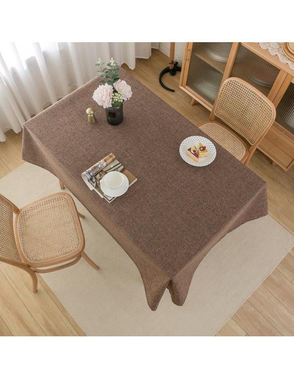 Simple tablecloth linen cotton thickened plain plain tea table cloth linen waterproof conference table rectangular tablecloth table
