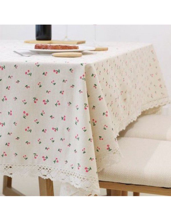 Cotton and linen table cloth, simple lattice, Nordic desk, student dormitory, square lace, cute computer table cloth