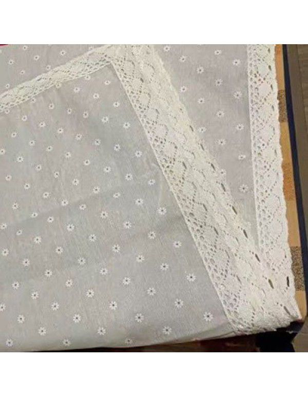 Cotton and linen table cloth, simple lattice, Nordic desk, student dormitory, square lace, cute computer table cloth