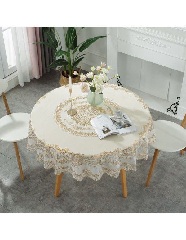 130cm round European style luxury PVC table cloth Modern simple household hotel round table bronzing table cloth