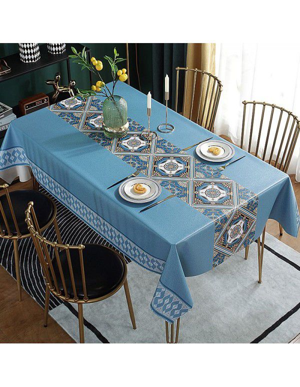 Table cloth waterproof, oil proof, wash free and hot resistant household table cloth rectangular tea table cloth Nordic simple table cloth
