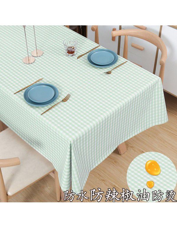 Tea table table cloth waterproof, scald proof, oil proof, wash free rectangular table mat ins wind light luxury plastic table cloth substitute