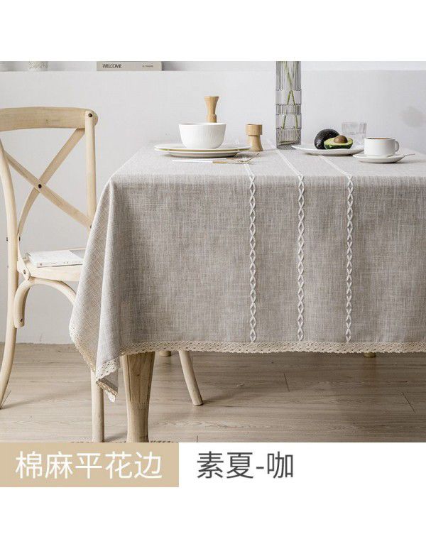 Table cloth waterproof and antifouling cotton linen Japanese rectangular tea table cloth table mat simple linen desk student cloth