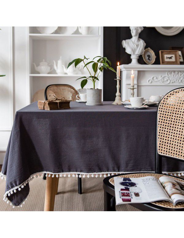 Yimanqiyun Solid INS Orange Christmas Day Table Cloth Plain Table Cloth Washed Cotton Household Rectangle