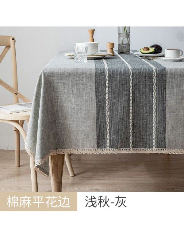 Table cloth waterproof and antifouling cotton linen Japanese rectangular tea table cloth table mat simple linen desk student cloth