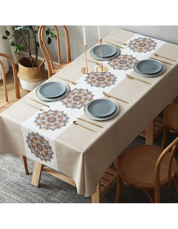 Table cloth waterproof, scald proof, oil proof, wash free pvc tea table mat rectangular light luxury table cloth