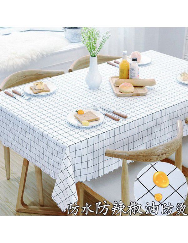 Tea table table cloth waterproof, scald proof, oil proof, wash free rectangular table mat ins wind light luxury plastic table cloth substitute