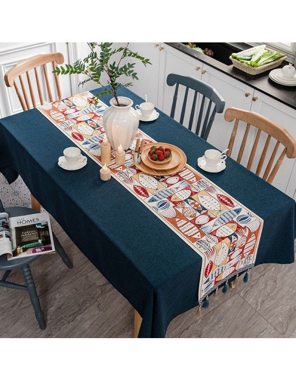 New Year tablecloth Nordic cotton linen waterproof red festive tablecloth living room tea table cloth wedding room decoration modern simple