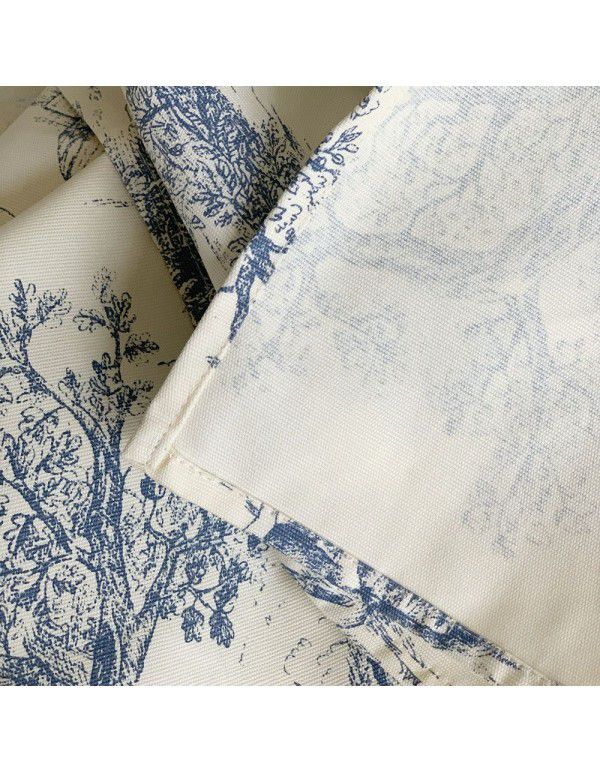 Ins French retro blue ink painting pastoral tablecloth Korean picnic mat