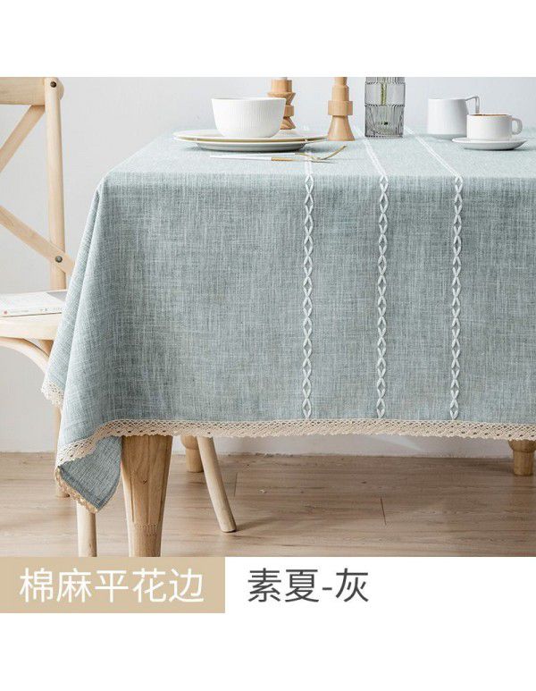 Table cloth waterproof and antifouling cotton linen Japanese rectangular tea table cloth table mat simple linen desk student cloth