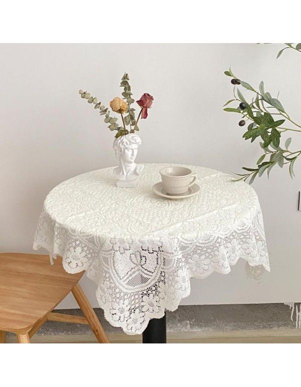 Lace hollowed out white lace square antique bedside table sofa refrigerator home textile home decoration table cloth table cloth