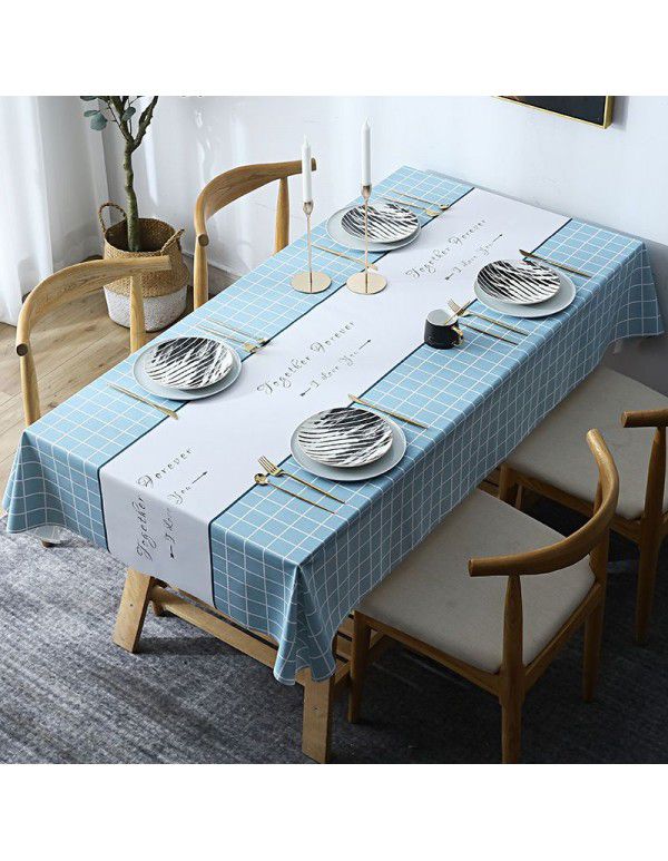 Table cloth waterproof, scald proof, oil proof, wash free pvc tea table mat rectangular light luxury table cloth