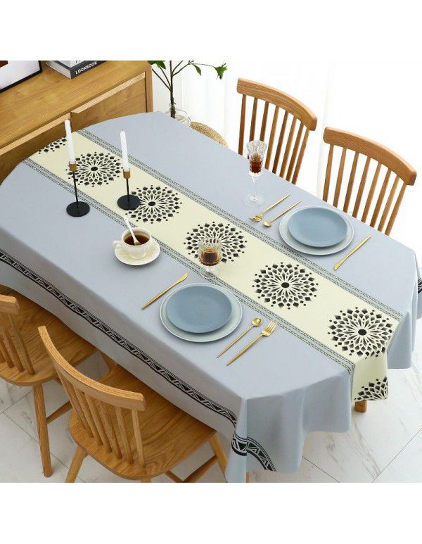 Chinese table cloth waterproof, oil proof, wash free, hot resistant pvc table cloth rectangular oval table mat ins
