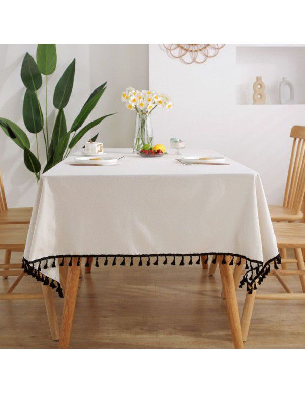 Lexuan Xiu cotton linen thickened tablecloth black and white simple ins wind cotton linen wholesale picnic party tablecloth cover