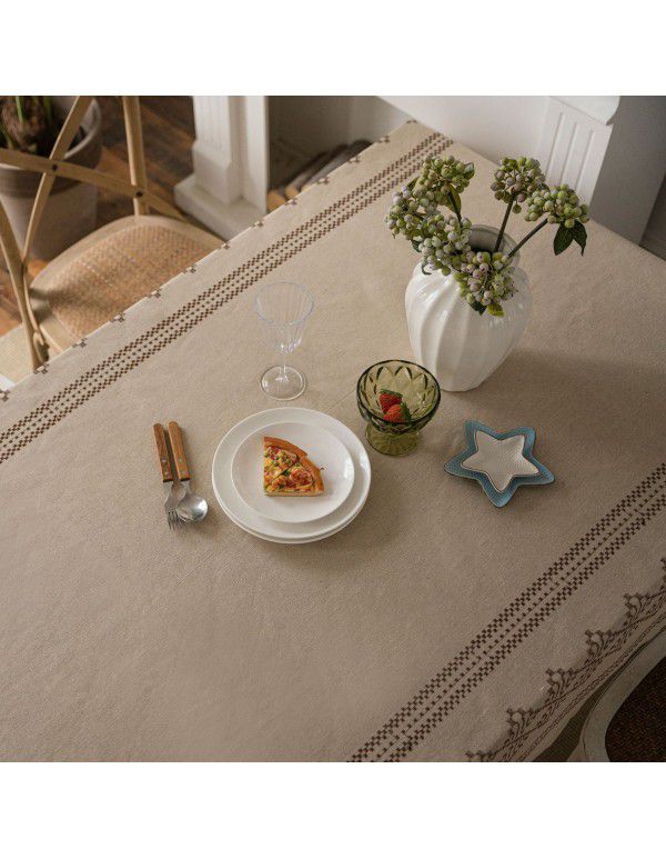 Yimanqiyun tablecloth ins cotton linen coffee embroidery geometric cotton linen tablecloth