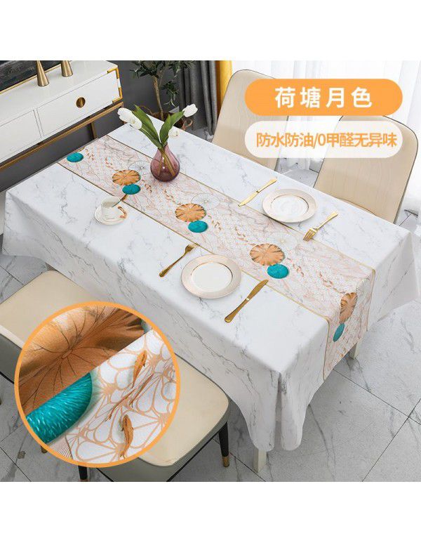 Home Nordic tablecloth waterproof, oil proof, scald proof, wash free table mat, tea table cloth ins style pvc tablecloth spot wholesale