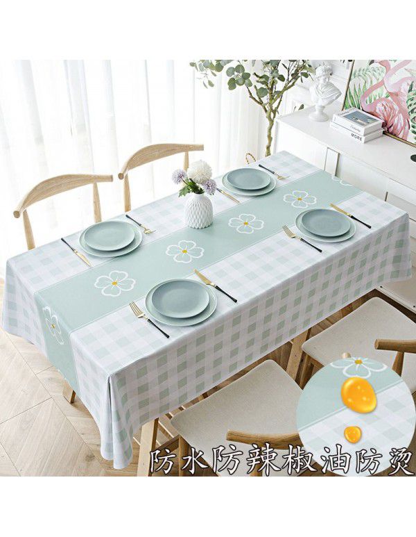 Tea table table cloth waterproof, scald proof, oil proof, wash free rectangular table mat ins wind light luxury plastic table cloth substitute