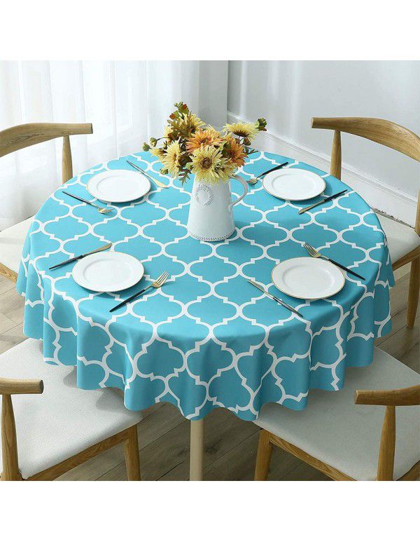 Cross border Moroccan pearl shaped round table cloth, waterproof, oil draining, hot resistant polyester digital printing, modern simple tablecloth