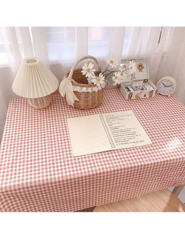 Wholesale ins hanfeng simple table cloth round table plaid table cloth small fresh desk plush background cloth factory