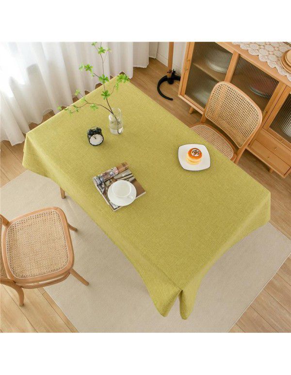 Simple tablecloth linen cotton thickened plain plain tea table cloth linen waterproof conference table rectangular tablecloth table