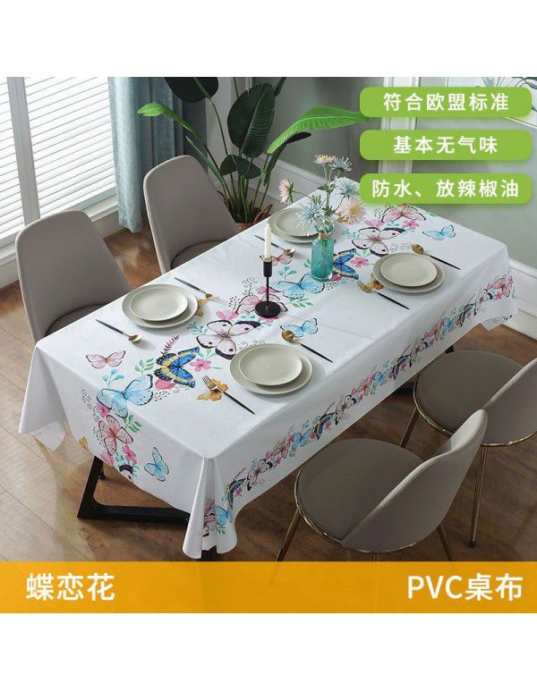 Table cloth waterproof, scald proof, oil proof, wash free PVC table mat, desk ins, student table cloth, modern simple tea table