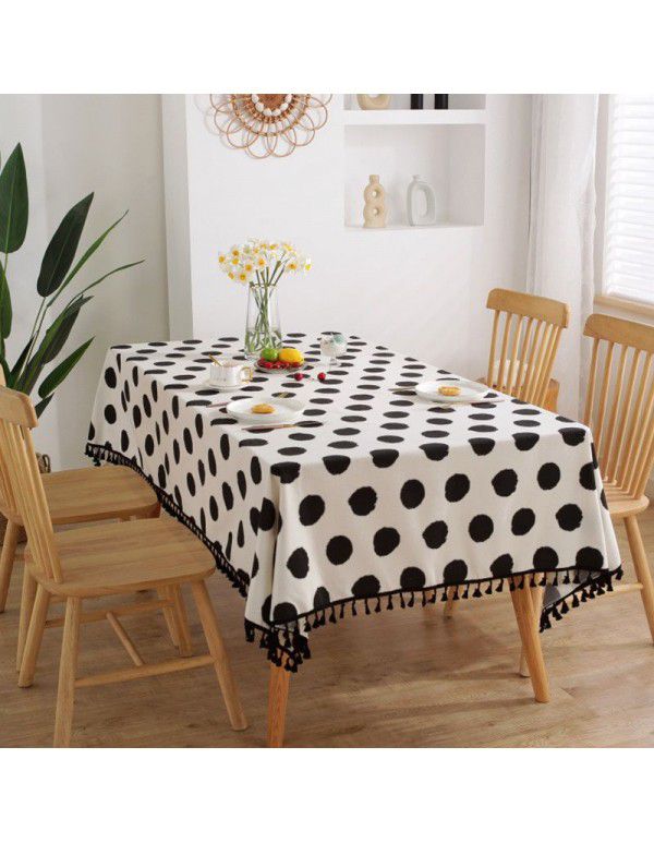 Lexuan Xiu cotton linen thickened tablecloth black and white simple ins wind cotton linen wholesale picnic party tablecloth cover