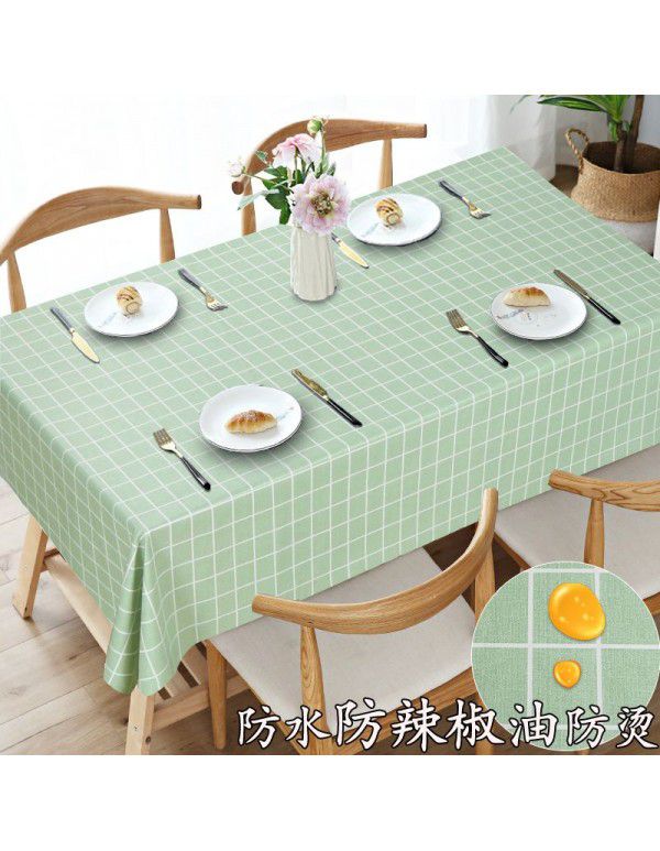 Tea table table cloth waterproof, scald proof, oil proof, wash free rectangular table mat ins wind light luxury plastic table cloth substitute