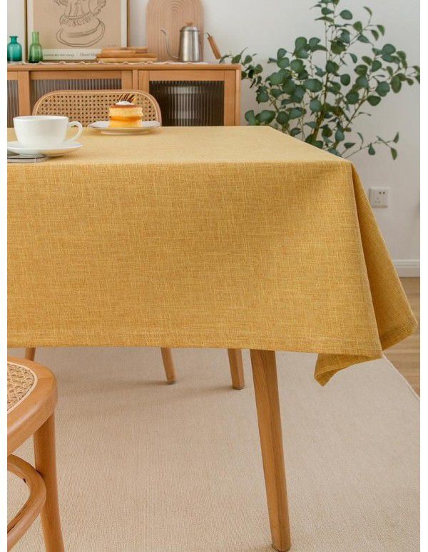 Simple tablecloth linen cotton thickened plain plain tea table cloth linen waterproof conference table rectangular tablecloth table