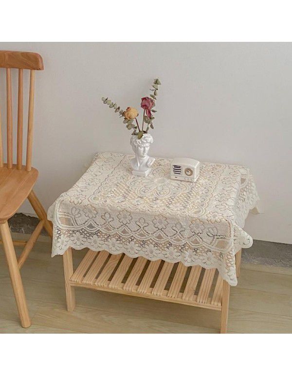 Lace hollowed out white lace square antique bedside table sofa refrigerator home textile home decoration table cloth table cloth