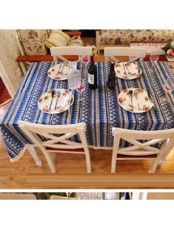 Cotton and linen table cloth, simple lattice, Nordic desk, student dormitory, square lace, cute computer table cloth