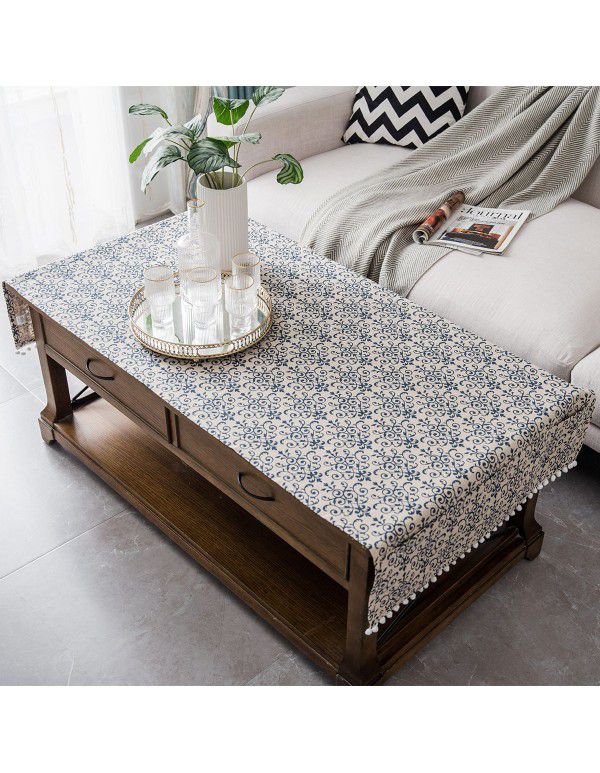 Now simple INS tea table cloth table cloth cotton linen living room TV cabinet cover cloth multi-purpose cover pocket design