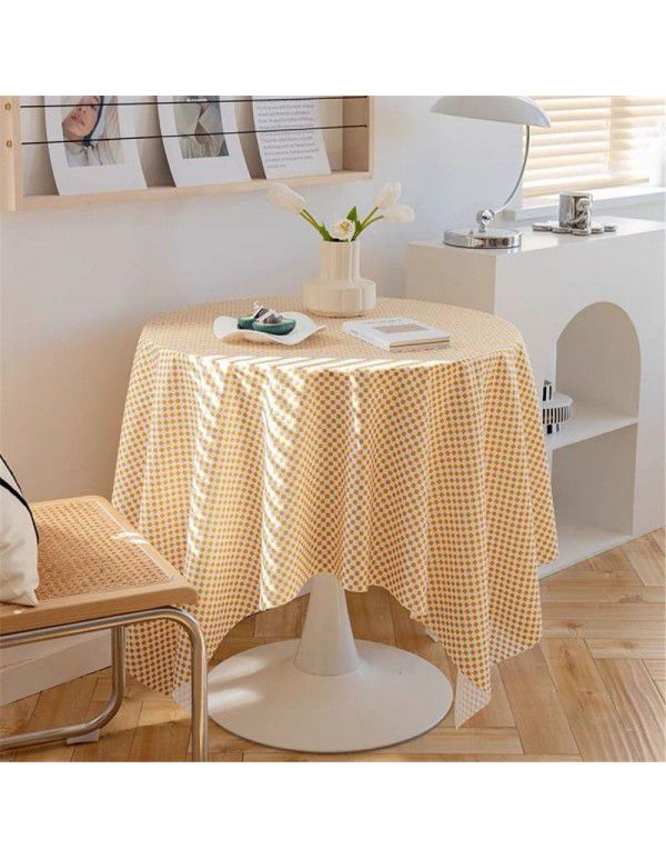 Wholesale ins hanfeng simple table cloth round table plaid table cloth small fresh desk plush background cloth factory