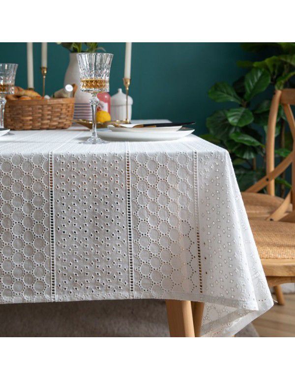 White lace tablecloth small fresh French western table cloth American pastoral tablecloth Japanese cotton linen Korean