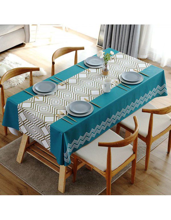 Table cloth waterproof, scald proof, oil proof, wash free pvc tea table mat rectangular light luxury table cloth
